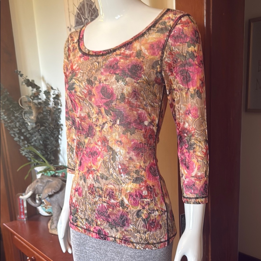 NWT Style&Co size small sheer Floral Mesh Women's Top